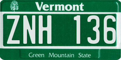 VT license plate ZNH136