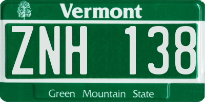 VT license plate ZNH138