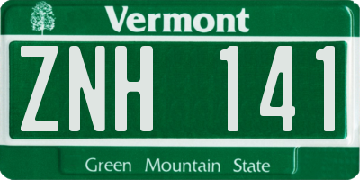 VT license plate ZNH141