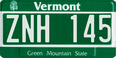 VT license plate ZNH145