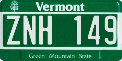 VT license plate ZNH149