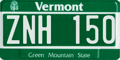 VT license plate ZNH150