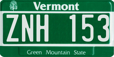 VT license plate ZNH153
