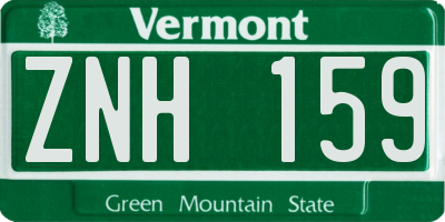 VT license plate ZNH159