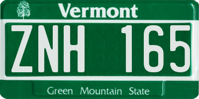 VT license plate ZNH165