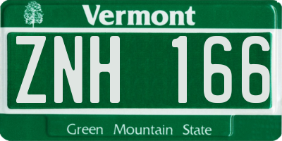 VT license plate ZNH166