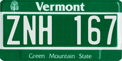 VT license plate ZNH167