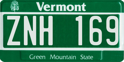 VT license plate ZNH169