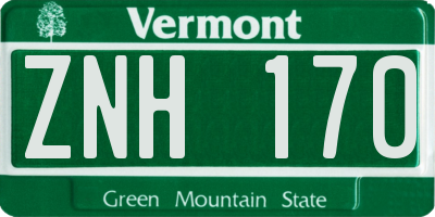 VT license plate ZNH170