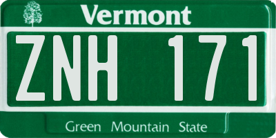 VT license plate ZNH171