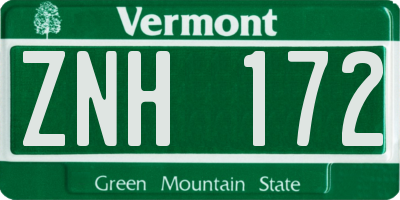 VT license plate ZNH172