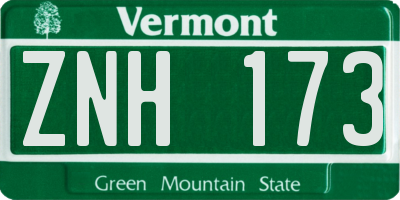 VT license plate ZNH173