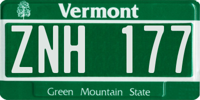 VT license plate ZNH177