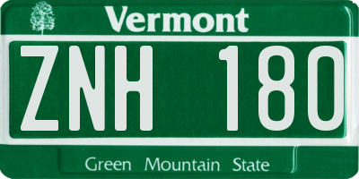 VT license plate ZNH180