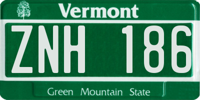 VT license plate ZNH186