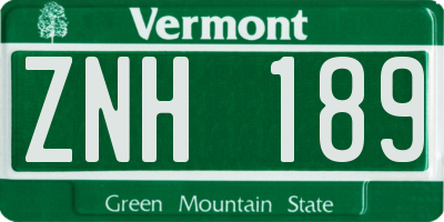 VT license plate ZNH189