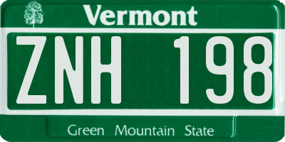VT license plate ZNH198