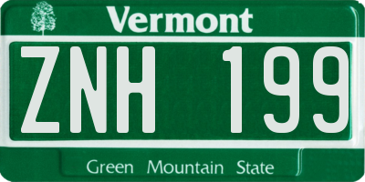 VT license plate ZNH199