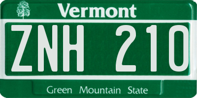 VT license plate ZNH210
