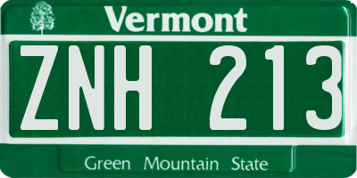 VT license plate ZNH213