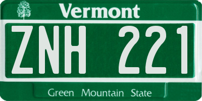 VT license plate ZNH221