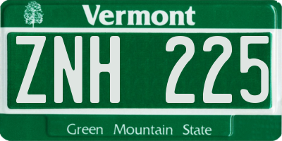 VT license plate ZNH225
