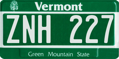 VT license plate ZNH227