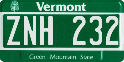 VT license plate ZNH232