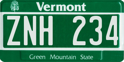 VT license plate ZNH234