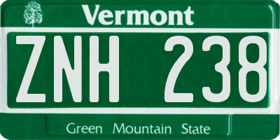 VT license plate ZNH238