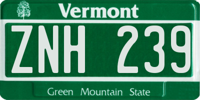 VT license plate ZNH239