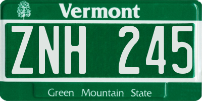 VT license plate ZNH245