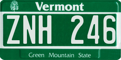 VT license plate ZNH246