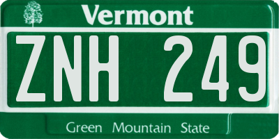 VT license plate ZNH249