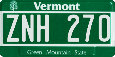 VT license plate ZNH270