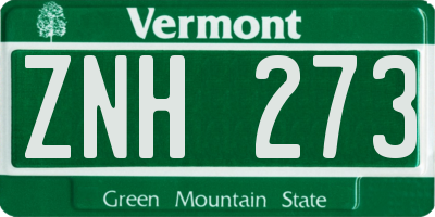 VT license plate ZNH273