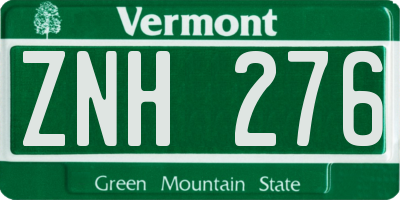 VT license plate ZNH276