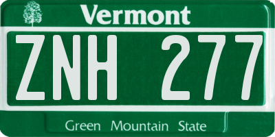 VT license plate ZNH277
