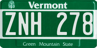 VT license plate ZNH278