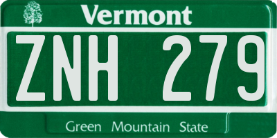VT license plate ZNH279