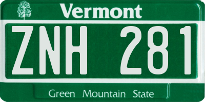 VT license plate ZNH281