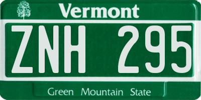VT license plate ZNH295