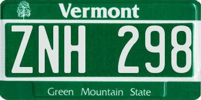 VT license plate ZNH298