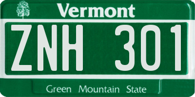 VT license plate ZNH301