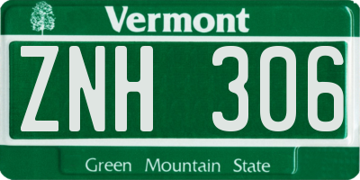 VT license plate ZNH306