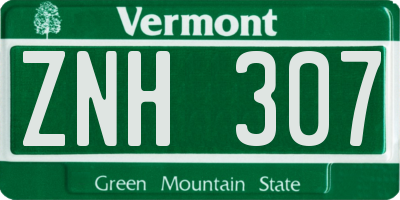 VT license plate ZNH307
