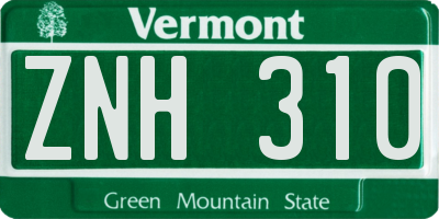VT license plate ZNH310