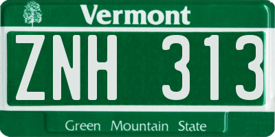 VT license plate ZNH313