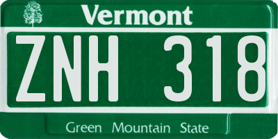 VT license plate ZNH318