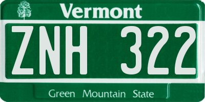 VT license plate ZNH322